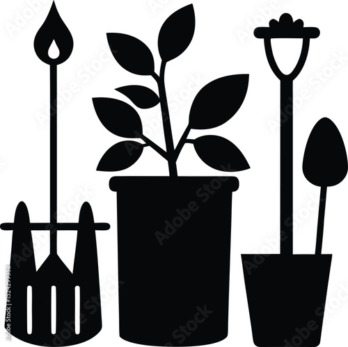 set of gardening tools