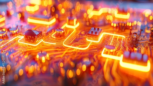 Illuminated circuit board with components glow