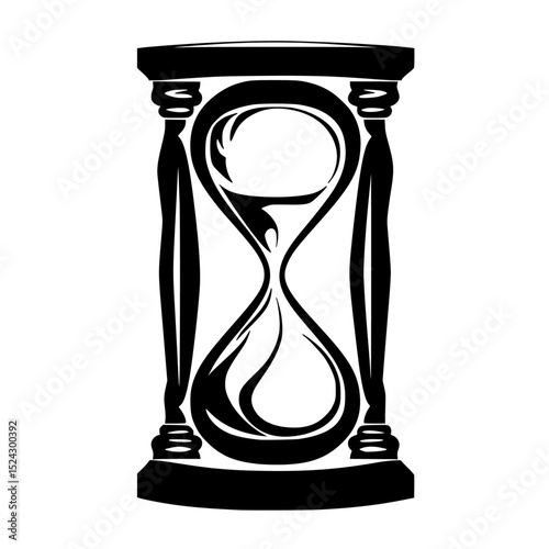 a black and white hourglass on a transparent background black, silhouette , Generative art.