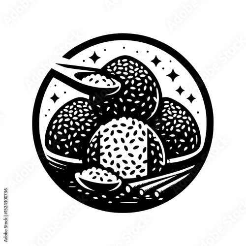Delicious sesame balls asian dessert illustration