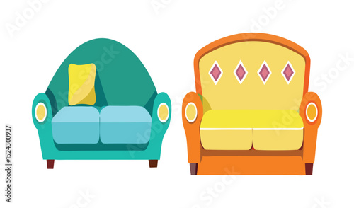 A comfortable blue armchair isolated on white, a stylish piece of furniture for any living room or home interior design