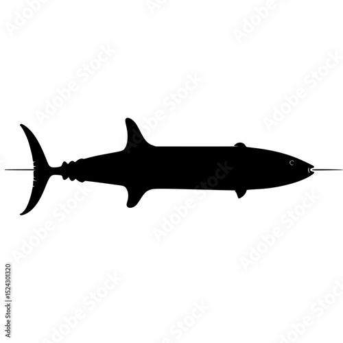 a black and white silhouette of a shark black, fish, large, shark, silhouette , Generative art.