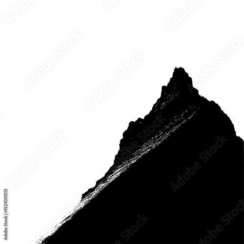 a black and white silhouette of a mountain black, hill, mountain, silhouette , Generative art.