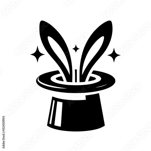 Magic hat rabbit icon black silhouette