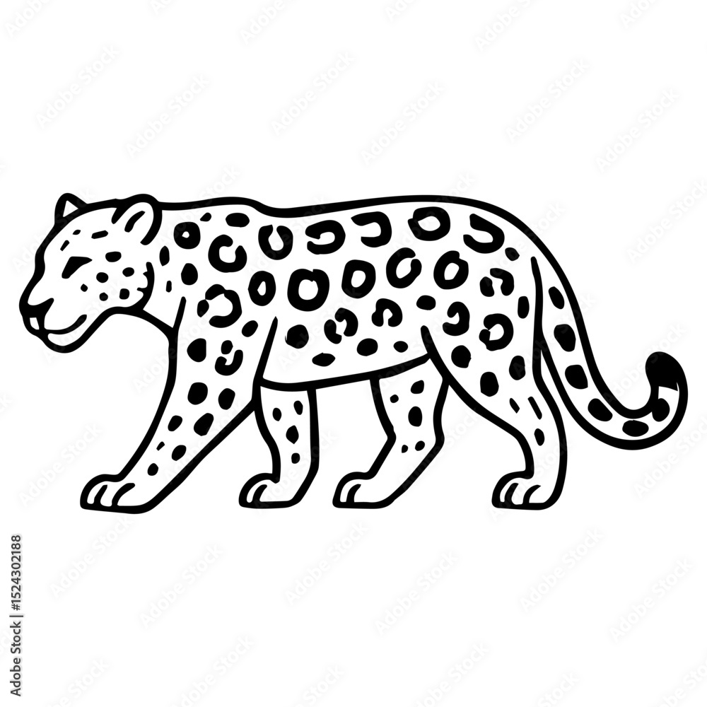 Fototapeta premium jaguar vector realistic line icon on white background Vector line icon animal, wildlife