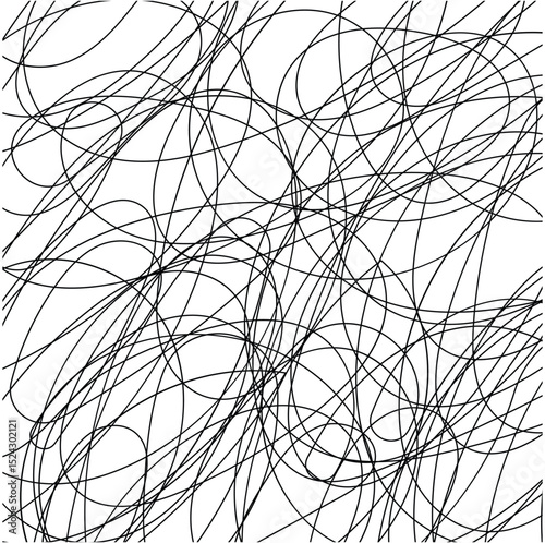 Chaos pattern. Abstract texture. Random chaotic lines. Intricate wallpaper. Hand drawn dinamic scrawls. Black and white illustration. Background with lines and waves. Universal texture. Art creation