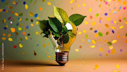 Green leaves inside light bulb symbolize sustainable procurement and supply chain innovation for green energy and eco friendly solutions