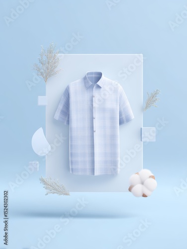 Shirt mockup layout surrounded by design elements, shirt layout trend for clothing concept visualization photo