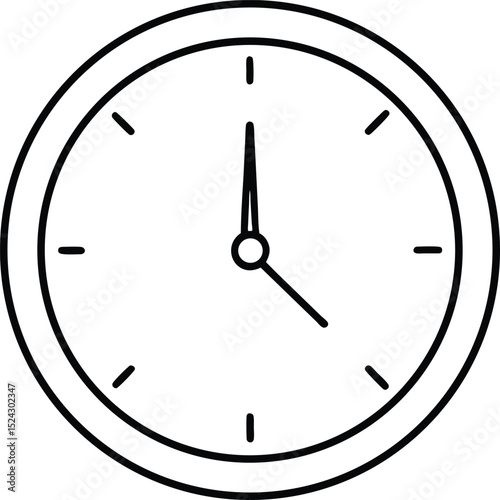 wall clock icon line art vector illustration on transparent background
