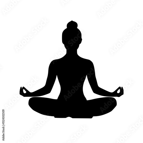 a black silhouette of a woman doing yoga black, pose, silhouette, sit, woman, yoga , Generative art.