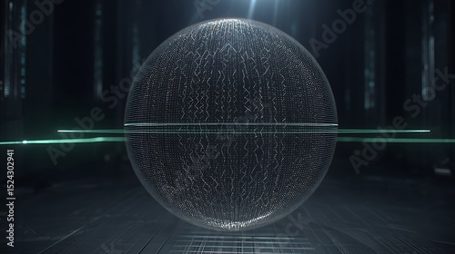 Abstract digital sphere with crossing beams