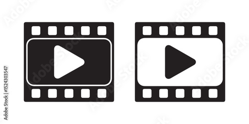 Play Button Filmstrip Icons Versatile Video Playback Symbols