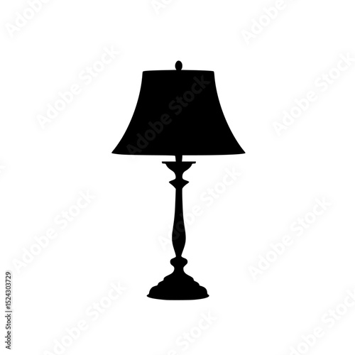 a black silhouette of a lamp on a transparent background black, icon, lamp, silhouette, table lamp , Generative art.