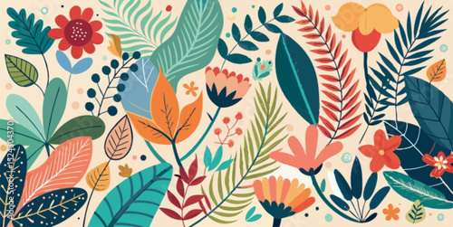 Seamless vintage floral pattern with leaves and birds, perfect for spring and summer textile design or nature-inspired wallpaper