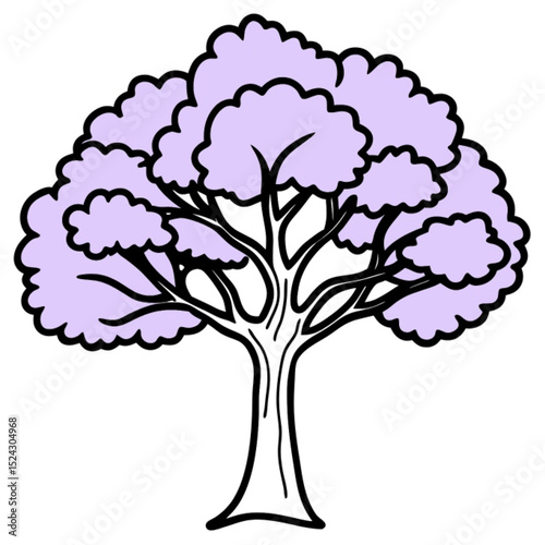 A vibrant vector illustration of a blossoming tree, its branches adorned with pink flowers, symbolizing the essence of nature's spring and summer bloom
