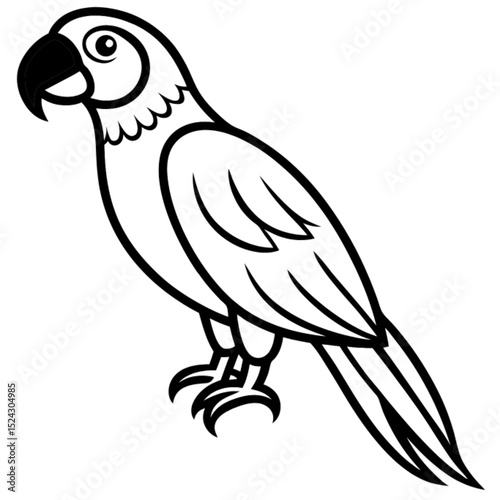 Vector illustration of a parrot on a branch, a colorful bird design symbolizing freedom in nature