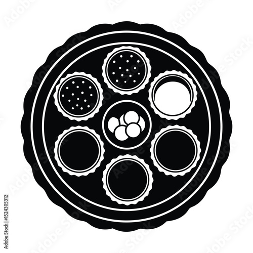 silhouette of a traditional Indian thali plate 