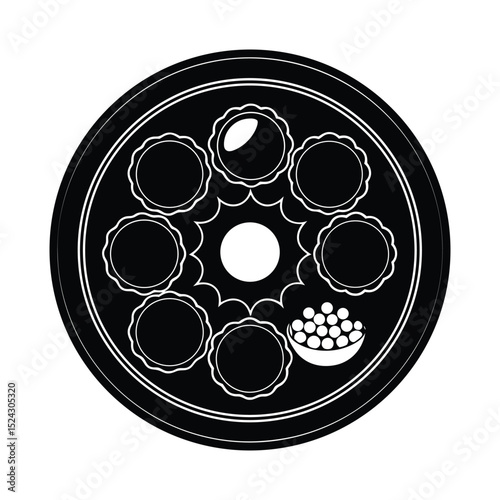 silhouette of a traditional Indian thali plate 