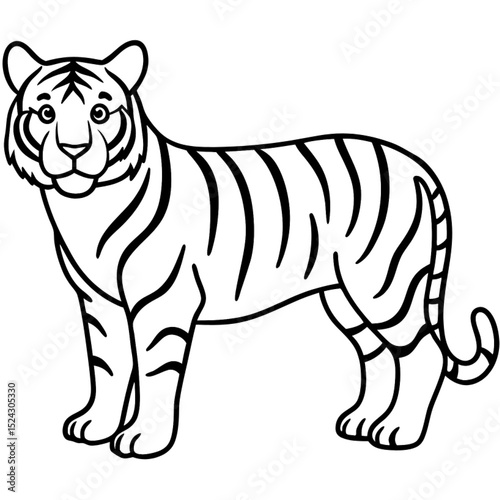 Cartoon tiger vector illustration with wild animal and safari theme