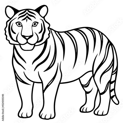 Cartoon animal vector illustration of a wild tiger with black stripes