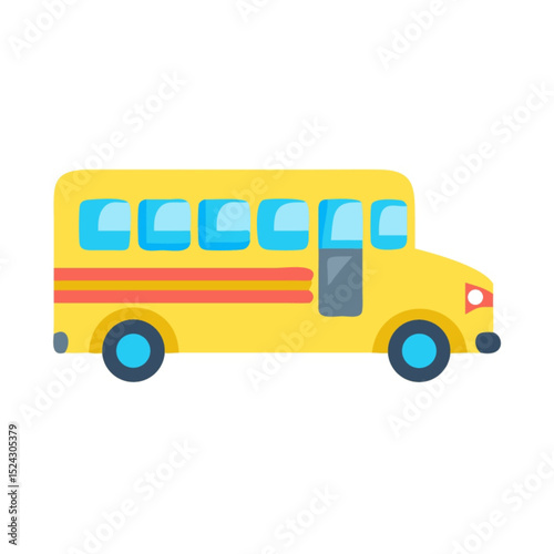 A classic yellow school bus, a symbol of education and child transportation, is isolated on white, ready for its journey