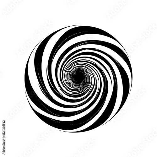 abstract illustration of a spiral or tunnel made of black and white lines abstract, black, circle, circular, illustration, line, spiral, tunnel , Generative art.