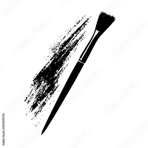 a brush with a black stroke isolated on a transparent background black, brush , Generative art.