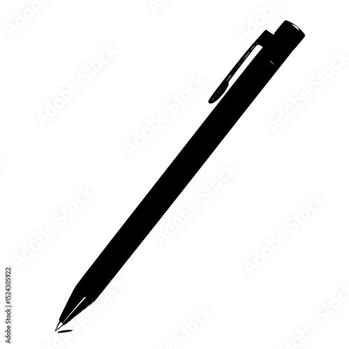 a black silhouette of a pen or pencil on a transparent background black, icon, ink, pen, pencil, silhouette , Generative art.