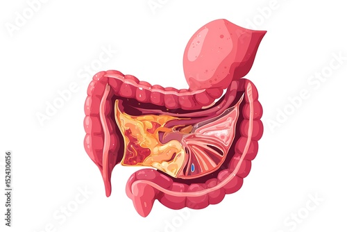 Detailed Anatomical Illustration of the Human Digestive System