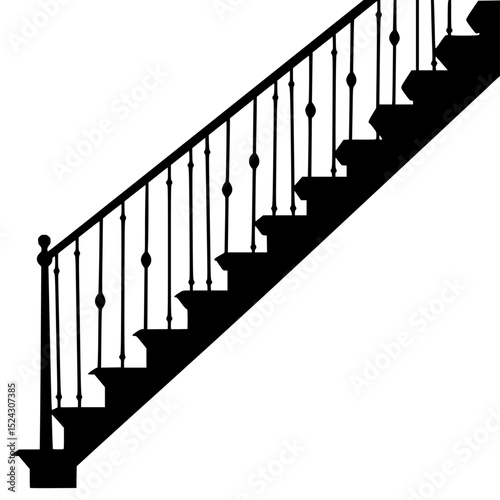 a black silhouette of a staircase on a transparent background black, icon, silhouette, stair, staircase , Generative art.
