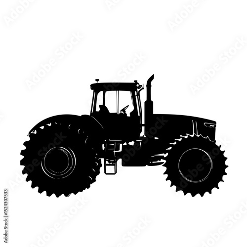 a black silhouette of a tractor on a transparent background black, silhouette, tractor , Generative art.