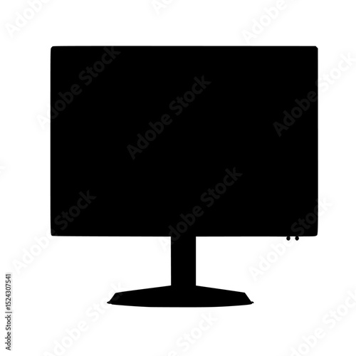 a black and white silhouette of a tv black, flat, icon, silhouette, tv , Generative art.