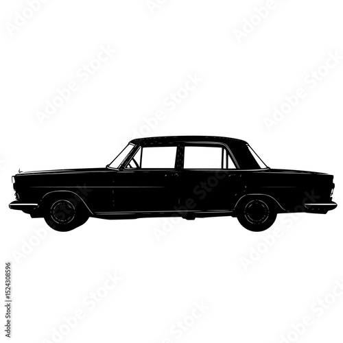 a black and white drawing of an old sedan black, car, classic, drawing, old, sedan, silhouette , Generative art.