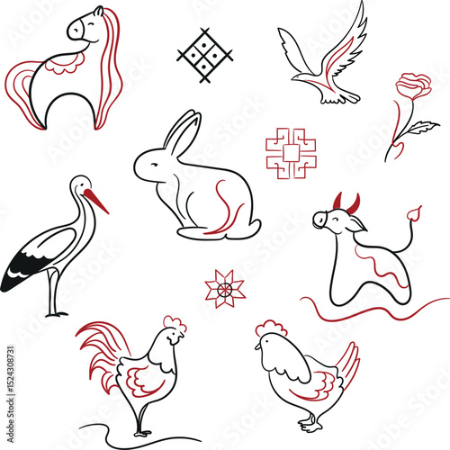 Sketches for tattoos in Ukrainian style
