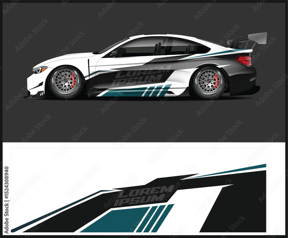 Obraz premium Modern Sports Car Wrap Design Template with Teal Accents