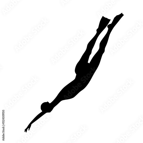 a black silhouette of a swimmer diving into the water black, man, silhouette, swimmer, water , Generative art.