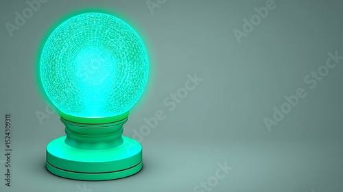 Glowing orb on pedestal digital rendering