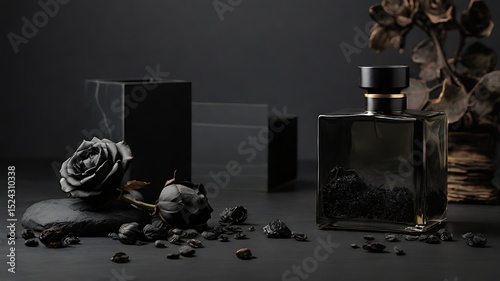 Sleek minimalist cube-shaped glass bottle luxury fragrance modern elegant