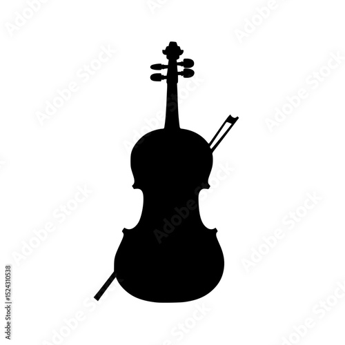 a black silhouette of a violin on a transparent background black, icon, silhouette, violin , Generative art.