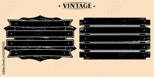 Horizontal slatted reclaimed wood sign, black planks with whitewashed ends, distressed, empty