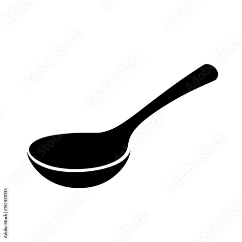 a black and white icon of a spoon black, icon, silhouette, spoon , Generative art.