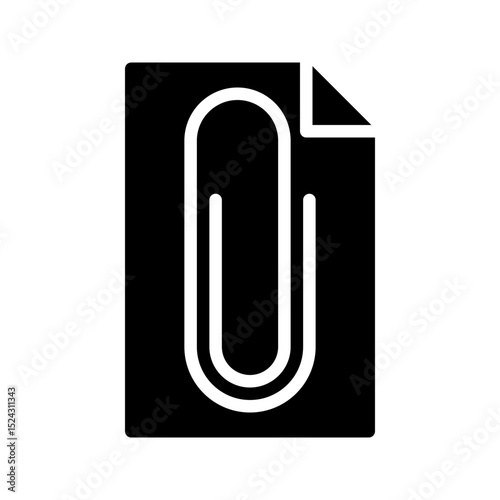 Paper clip glyph icon. Perfect for office apps or document UI.