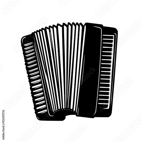 icon of an accordion in black style on a transparent background illustration accordion, black, icon, illustration, silhouette, style , Generative art.