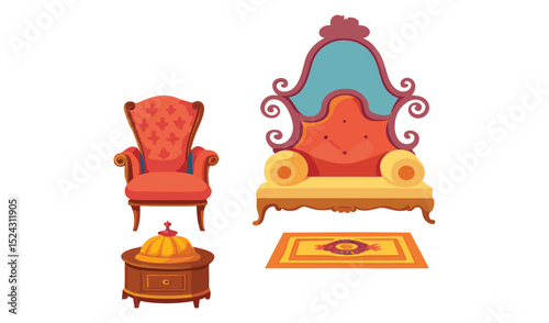 Isolated antique luxury armchair on white, a classic royal furniture piece for elegant interior design