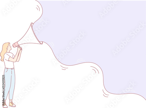 A woman effectively using a megaphone to convey her ideas clearly, representing vital communication and selfexpression