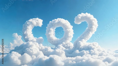 'CO2' spelled out in cloud formations against a clear blue sky
