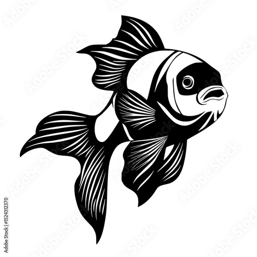 a black and white illustration of a fish black, drawing, fish, illustration , Generative art.