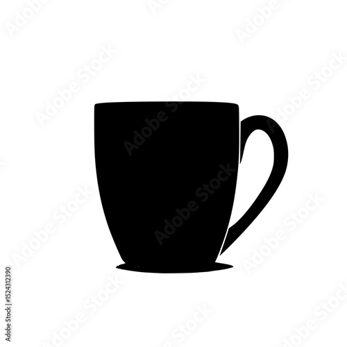 a black and white silhouette of a coffee cup black, coffee cup, cup, icon, mug, silhouette , Generative art.