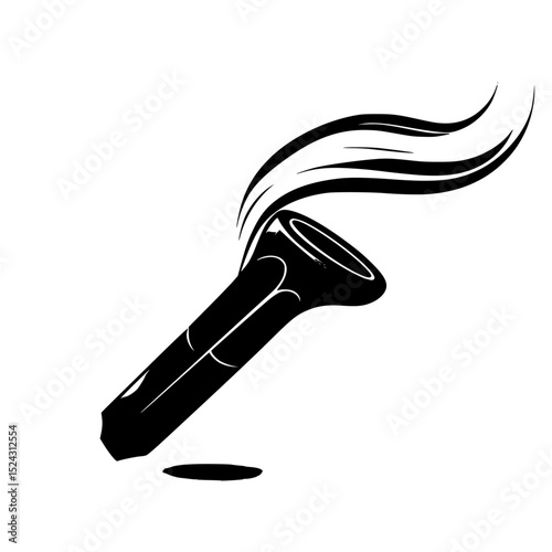 a black and white illustration of a pipe with smoke black, illustration, pen, pipe, silhouette, smoke , Generative art.