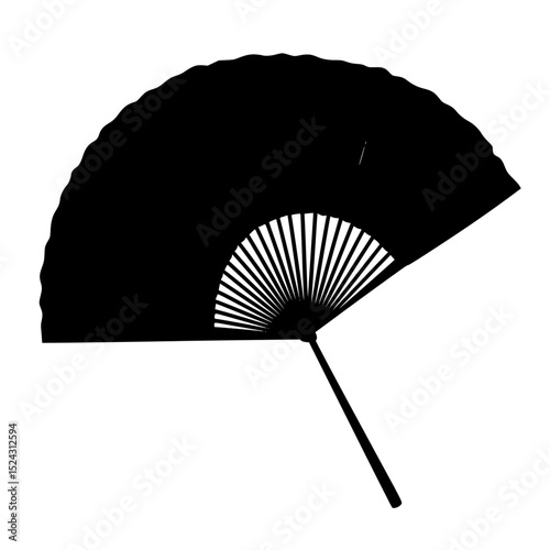 a black silhouette of an open umbrella on a transparent background black, fan, icon, open, silhouette, umbrella , Generative art.